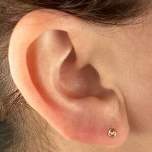 18K Solid Gold ball earrings, genuine solid gold studs, fine jewelry, luxury